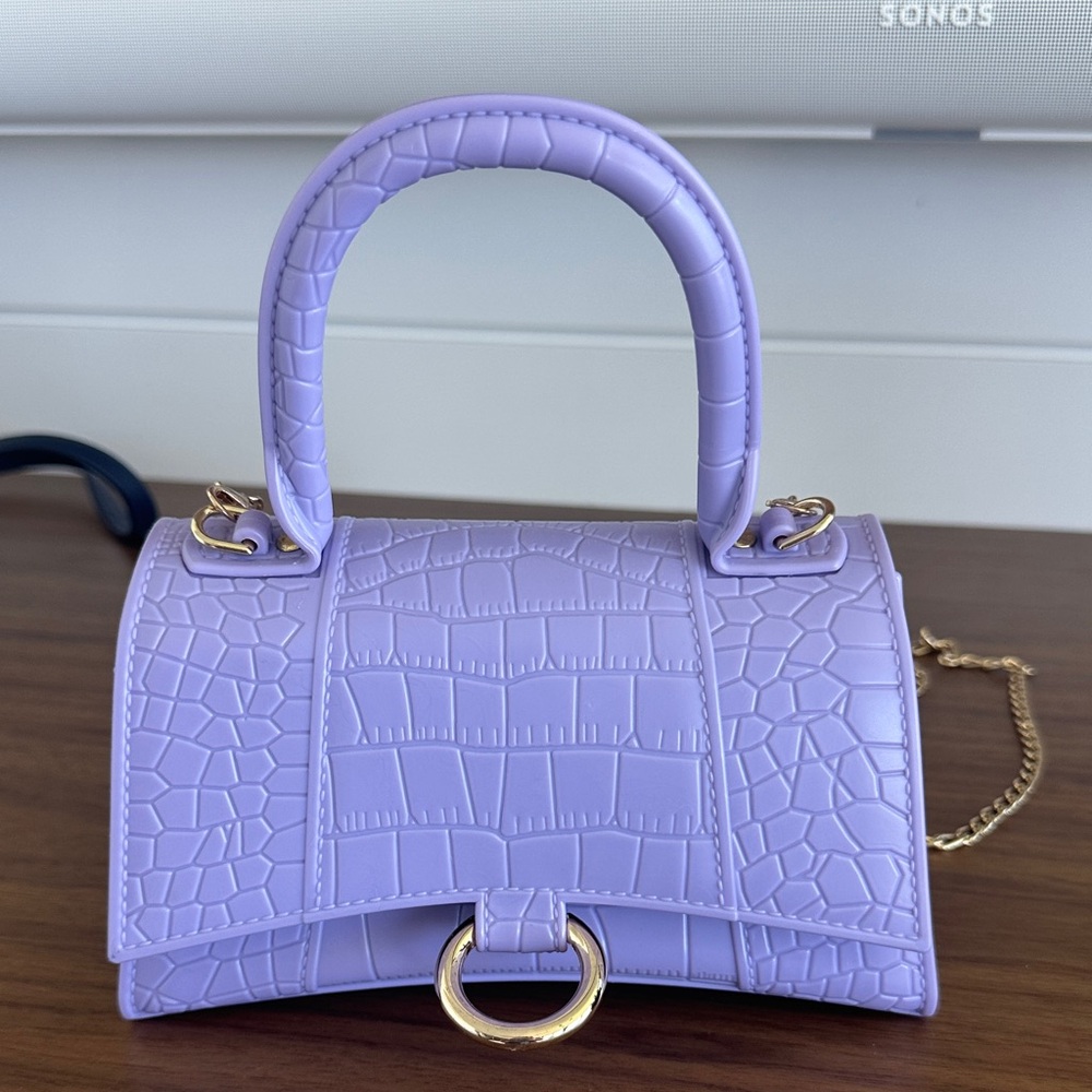 Elegant Purple Croc-Embossed Handbag